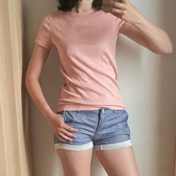 UNIQLO PINK RIBBED SHORT SLEEVES TEE - S - Picture 7 of 10